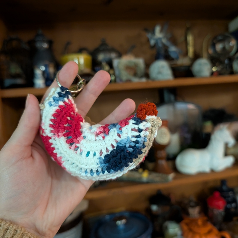 Handcrafted Multicolor Crochet Chicken Keychain